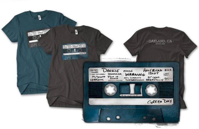 Green Day Mix Tape shirt designed by Caroline Moore